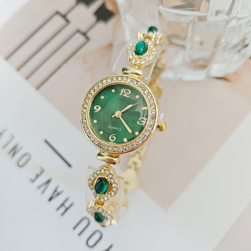 Elegant Quartz Women's Watch Diamond Agate Bracelet